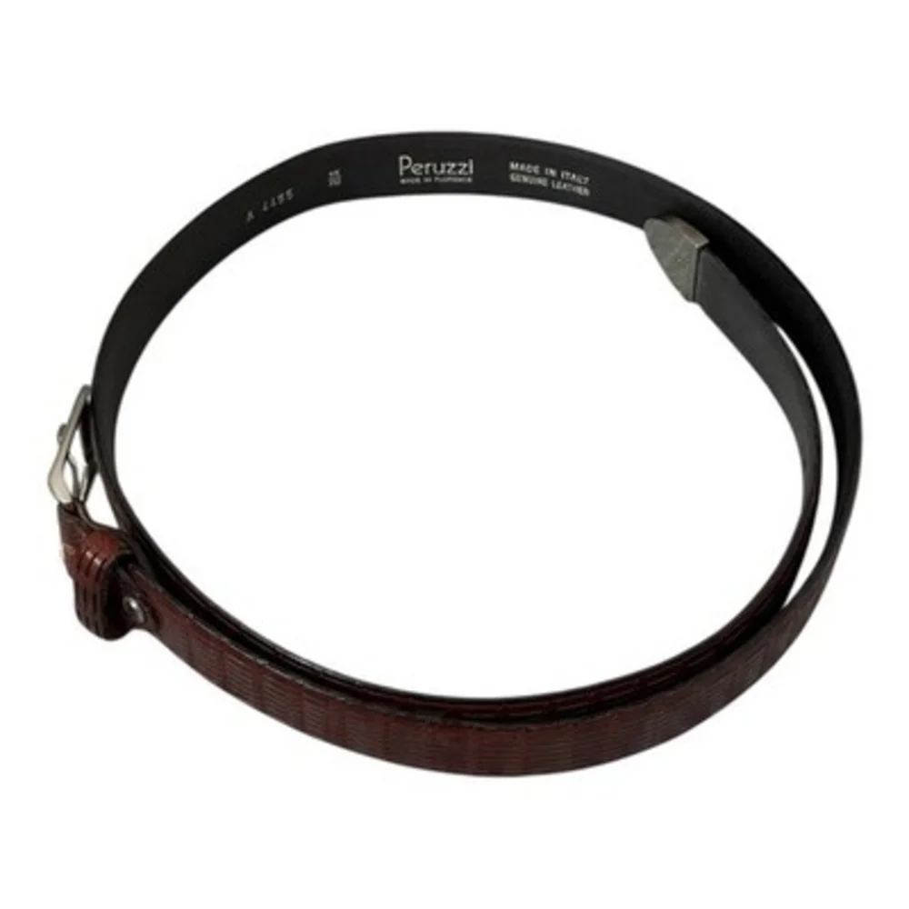 Peruzzi Florence Italy Cognac Brown Genuine Leather Basket Weave Belt 95/110 New